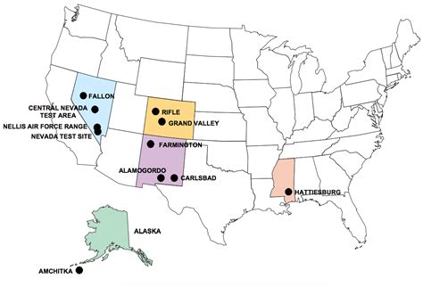 Map of US Nuclear Test Sites in the US. - Maps on the Web