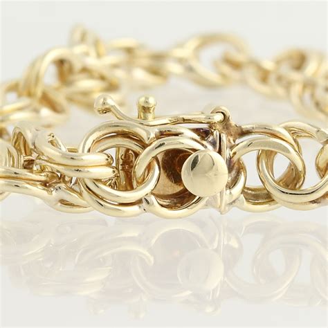 Double Curb Chain Bracelet 6 1/2" - 14k Yellow Gold Box Clasp w/ Safety ...