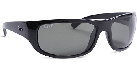 Ray-Ban Polarized Wraparound Sunglasses in Black for Men - Lyst