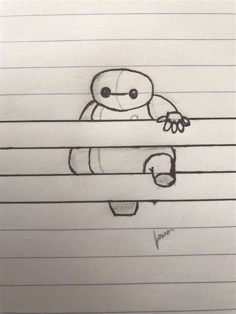 a drawing of a cartoon character holding onto a bar with one hand and two fingers