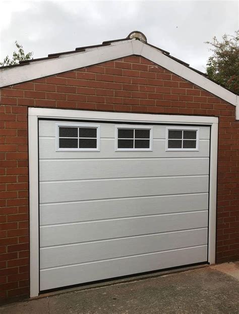 Alutech Ribbed Sectional Automatic Single Garage Door in White (with ...