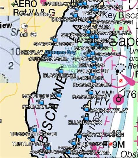 Biscayne Bay Inshore Fishing Spots - Florida Fishing Maps and GPS Fishing Spots