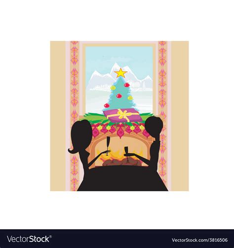 Christmas dinner Royalty Free Vector Image - VectorStock