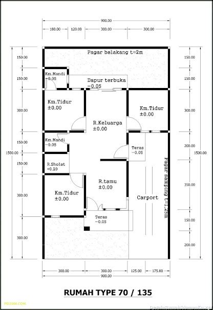 Denah Rumah Minimalis 6x10 3 Kamar - Homecare24