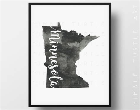 Minnesota State Outline Watercolor Printable Minnesota Wall - Etsy