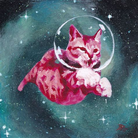 When I Get Tired Of Making Serious Art I Paint Cats In Space #CatArt | Space animals, Space art ...