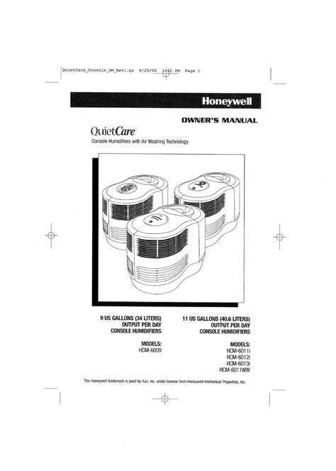 HONEYWELL QUIETCARE HCM-6011I OWNER'S MANUAL Pdf Download | ManualsLib