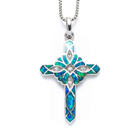 Blue Opal Small Cross Necklace | Landing Company