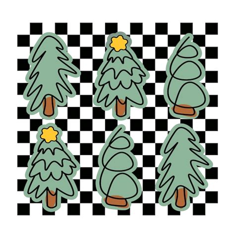 Premium Vector | Christmas tree line art collection