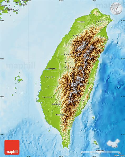 Physical Map of Taiwan