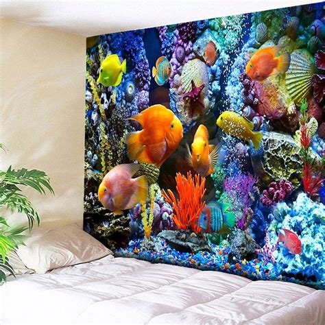 [46% OFF] Sea Animal World Print Wall Art Tapestry | Rosegal