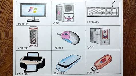 Computer Parts Drawing/ Computer Chart Drawing/ How To Draw, 45% OFF