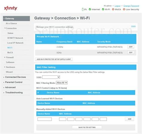 Setup WiFi on the Cisco DPC3941T XFINITY