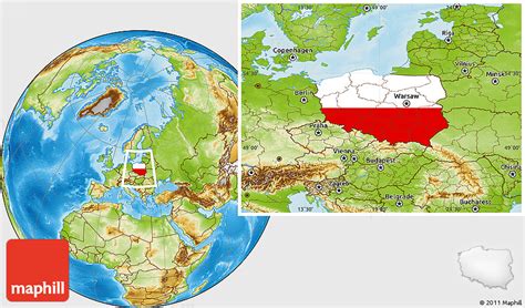 Flag Location Map of Poland, physical outside