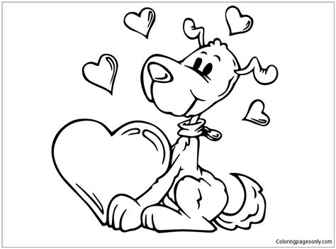 Love You Puppy Coloring Page - Free Coloring Pages Online