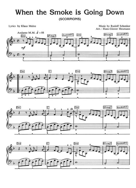 WHEN THE SMOKE IS GOING DOWN Easy Piano Sheet music | Easy Sheet Music