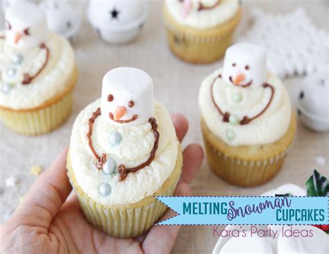 Kara's Party Ideas Melting Snowman Cupcake Recipe | Kara's Party Ideas