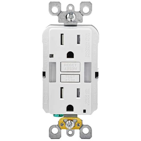 Leviton 15 Amp Self-Test SmartlockPro Combo Duplex Guide Light and Tamper Resistant GFCI Outlet ...