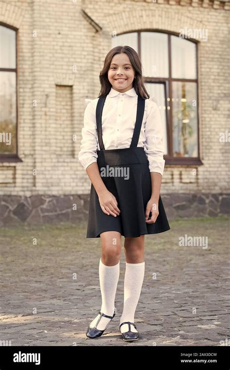 style for every story. schoolgirl in classy retro uniform. vintage kid fashion and beauty. old ...