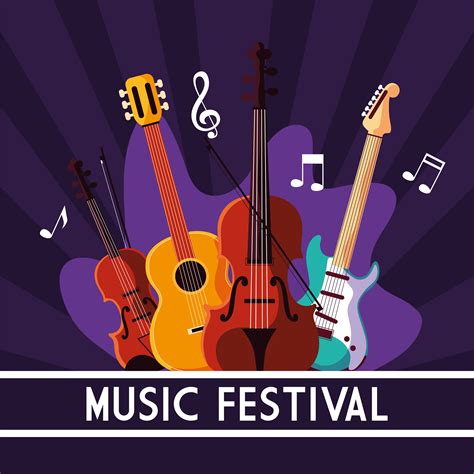 Music festival poster with stringed musical instruments and notes 1248874 Vector Art at Vecteezy