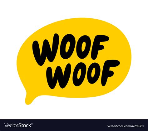 Woof text word dog sound speech Royalty Free Vector Image