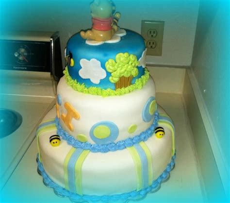 Pooh Bear Baby Shower Cake - CakeCentral.com