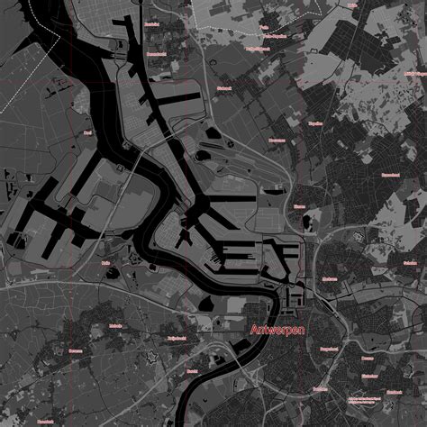 Antwerp Belgium Map Vector City Plan Low Detailed (simple black) Street Map editable Adobe ...