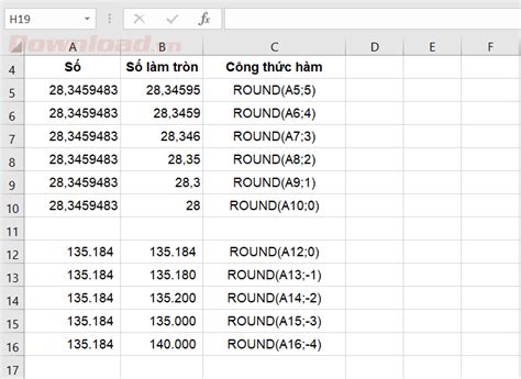 Hàm ROUND trong Excel - Hàm làm tròn số trên Excel - Download.vn