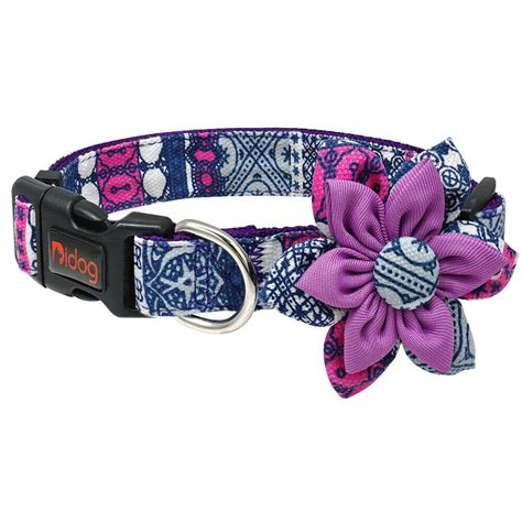 Female Dog Collars With Flowers / Fancy Dog Collar Detachable Flower Decoration Small Large ...