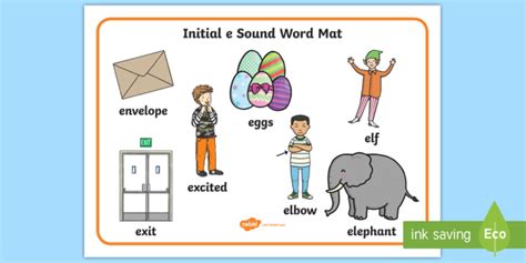 Initial 'e' Phonics Words | Word Mat | Primary Resources