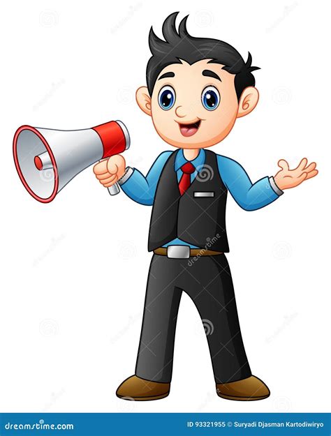 Young Man Cartoon Holding a Megaphone Stock Vector - Illustration of child, happy: 93321955