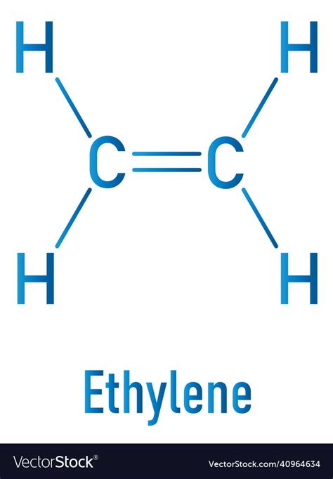 Ethylene or ethene molecule skeletal formula Vector Image