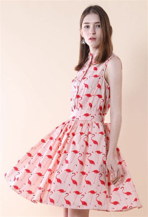 Flamingo Fun Flare Print Dress | Dresses, Flamingo dress, Retro dress