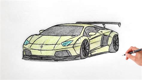 How to draw a LAMBORGHINI AVENTADOR / drawing a 3d car /coloring ...