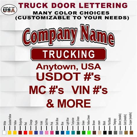 Set of Custom Vinyl Truck Door Lettering | Company Business Truck Door ...