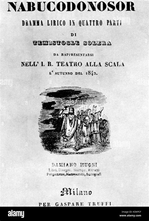 Nabucodonosor (Nabucco, Nebuchadnezzar) score cover, libretto by Giuseppe F. F. Verdi. Text by ...