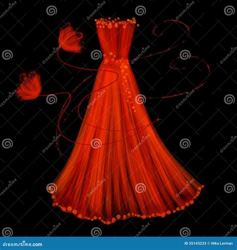 Evening Red Dress On A Black Background Stock Photos - Image: 35143233