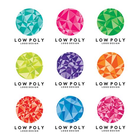 Low Poly Round Logo Design Set 5623528 Vector Art at Vecteezy