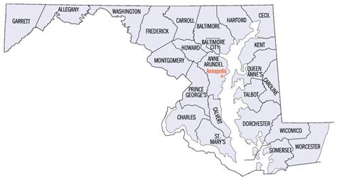 Detailed Map Of Maryland Counties