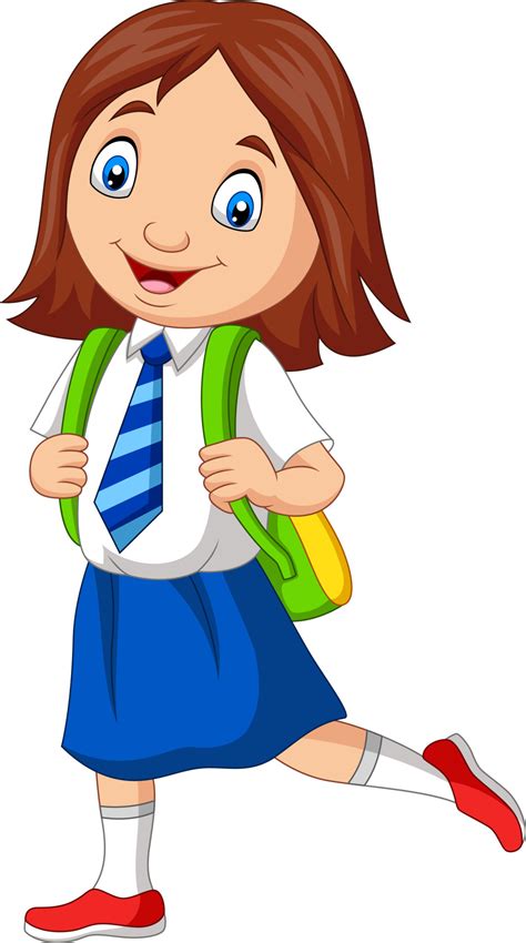 Cartoon school girl in uniform posing 8605076 Vector Art at Vecteezy