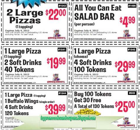 Free Promo Codes and Coupons 2021: Chuck E Cheese Coupons