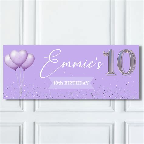 Purple and Silver Personalised Birthday Banner 1.2m | The Personalised Party Shop