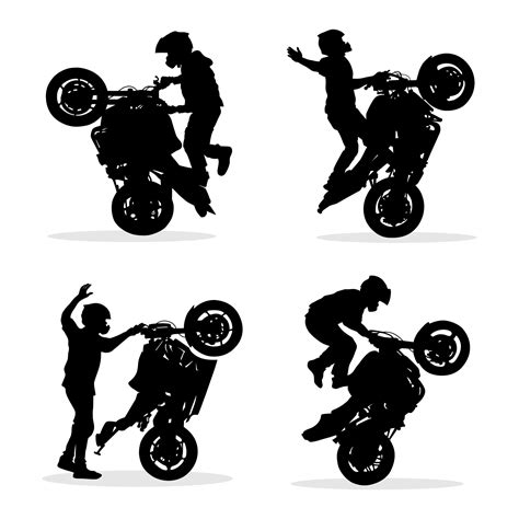 Silhouette of a biker making dangerous stunts on his motorcycle. Vector silhouette set 21744087 ...