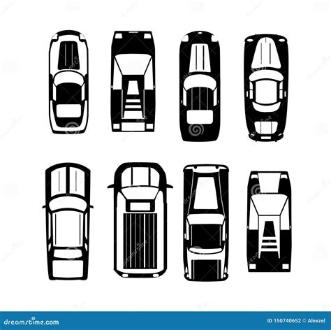 Cars Silhouette Transport Top View Stock Vector - Illustration of wagon, symbol: 150740652