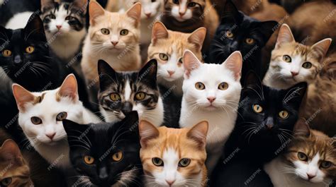 Premium AI Image | A lot of cats background with real cats Realistic cats background