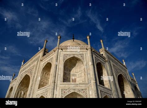 White makrana marble Taj Mahal with blue sky and white clouds in Agra, India Stock Photo - Alamy