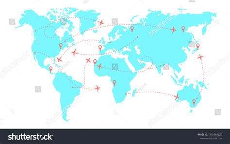 World Map Airline Routes Silhouette World Stock Vector (Royalty Free ...