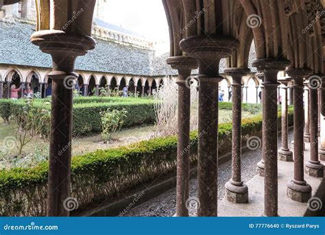 Mont Saint Michel, France - September 8, 2016: Cloister Garden I Editorial Image - Image of mont ...