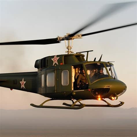 Premium AI Image | A helicopter with a star on the front is flying in the air.