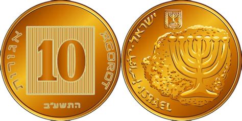 Premium Vector | Israeli golden money one shekel coin